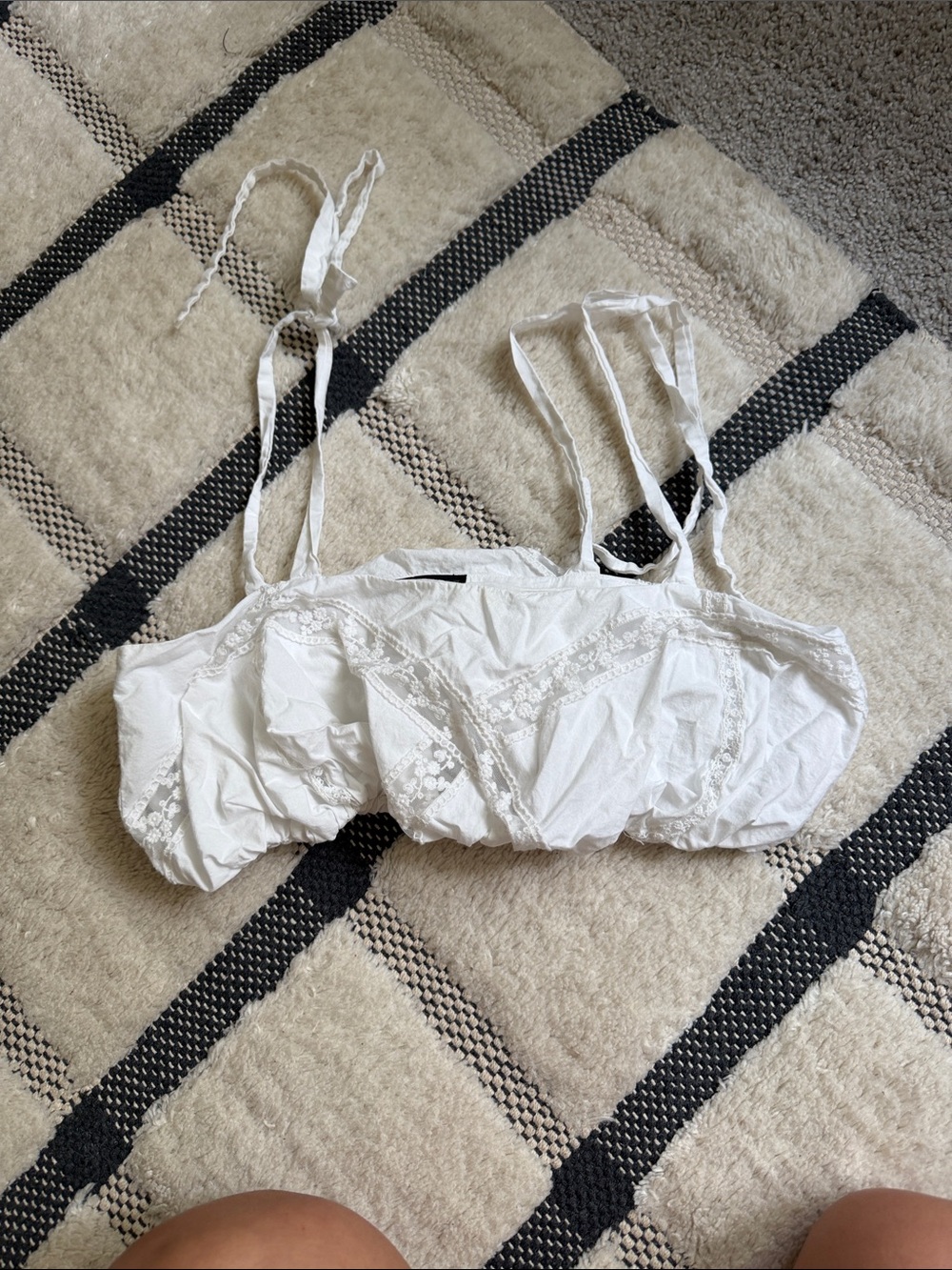 Zara White Lace Bralette with Adjustable Ties